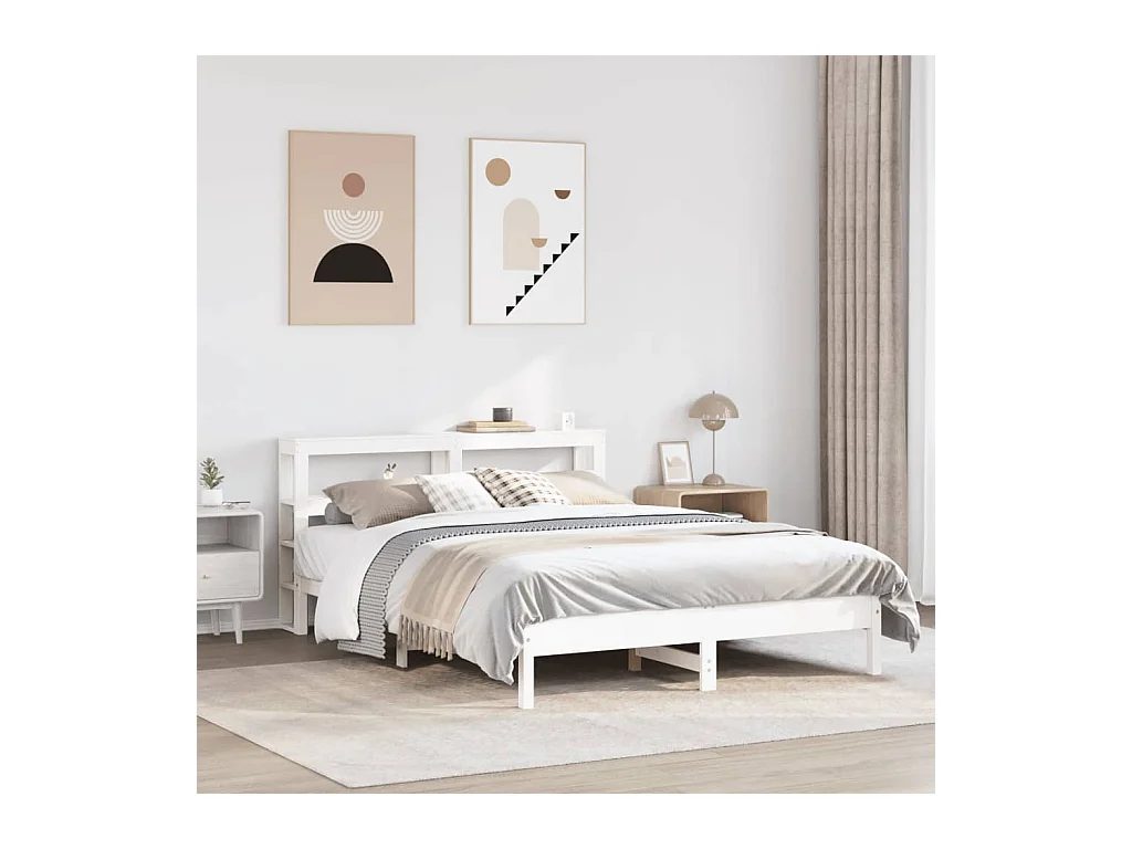Letto senza Materasso Bianco 140x200 cm Legno Massello di Pino
