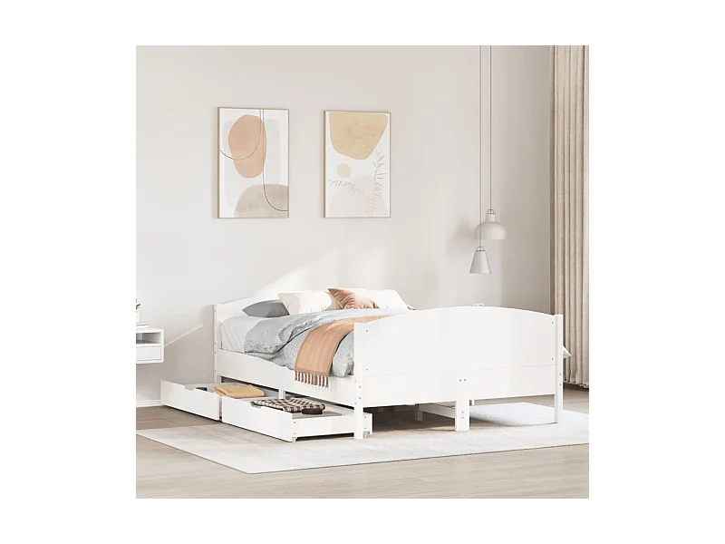 Bedframe zonder matras massief grenenhout wit 140x200 cm