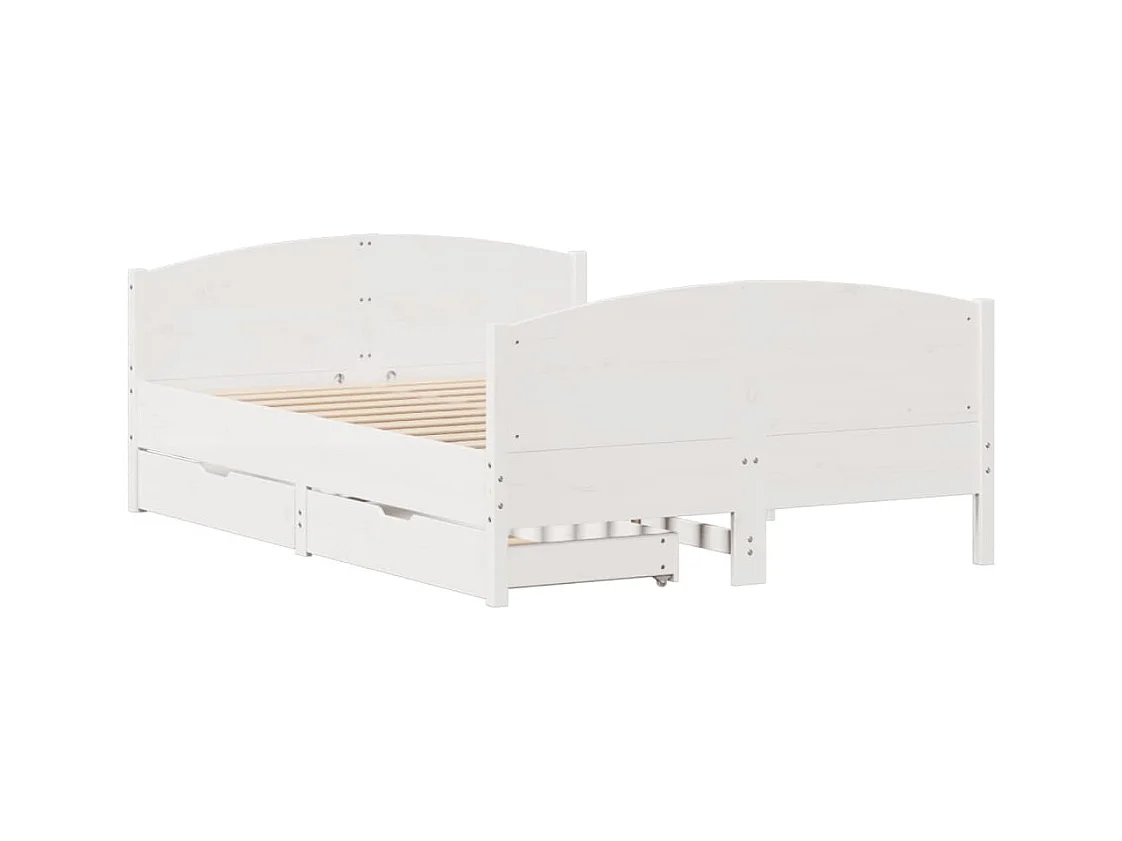 Bedframe zonder matras massief grenenhout wit 140x200 cm