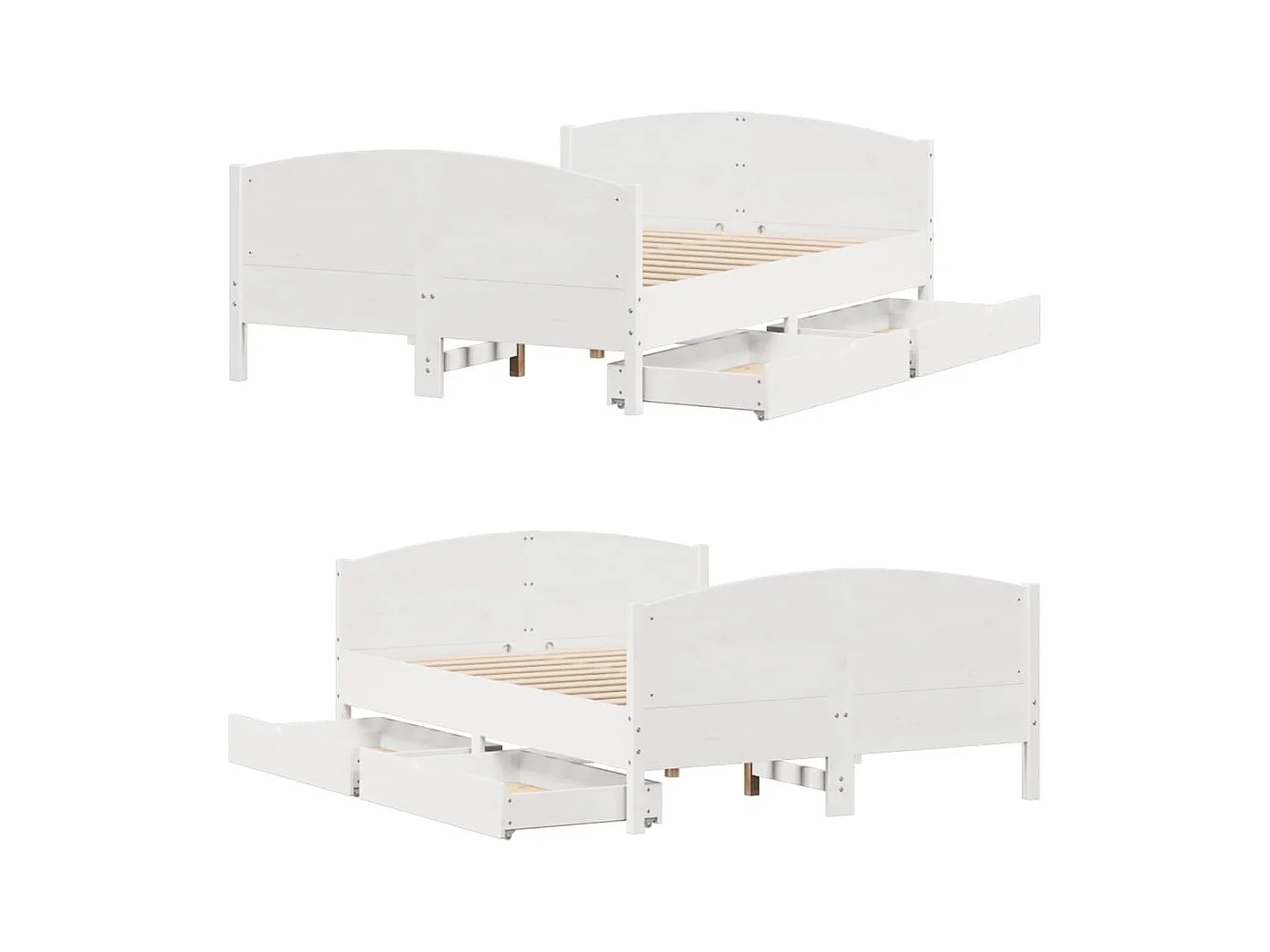 Bedframe zonder matras massief grenenhout wit 140x200 cm