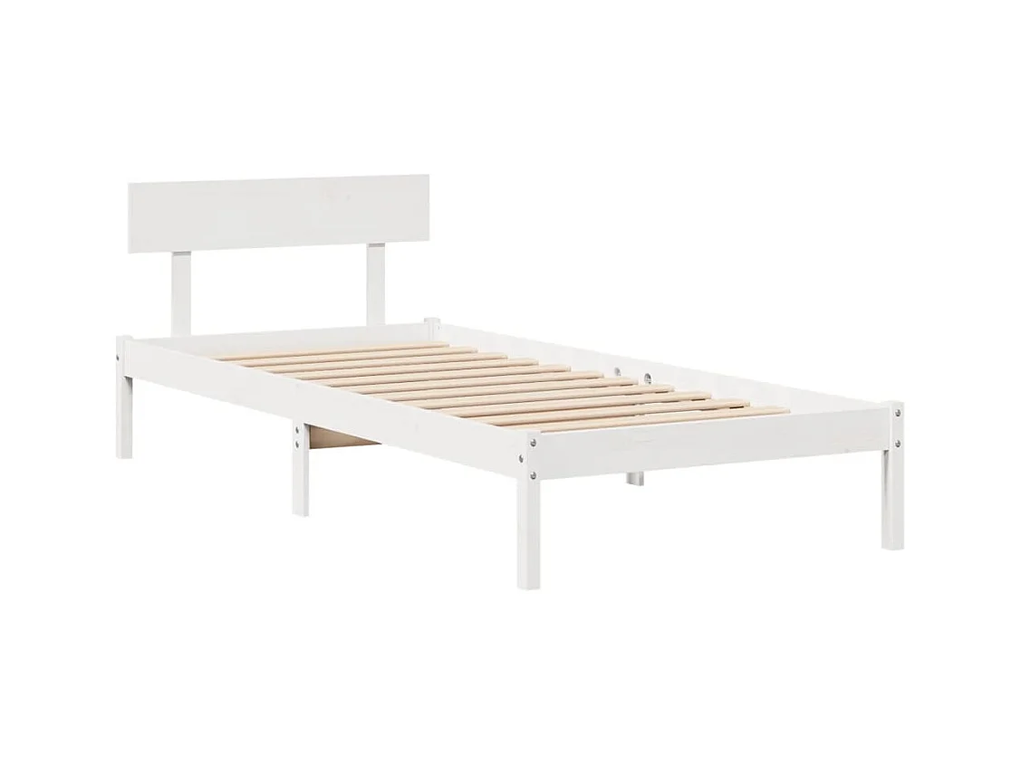 Cadre de lit sans matelas blanc 75x190 cm bois de pin massif