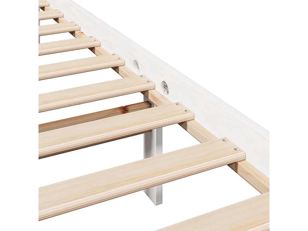 Letto senza Materasso Bianco 75x190 in Legno Massello di Pino