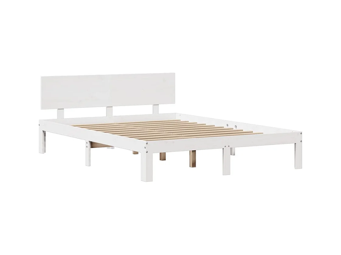 Cadre de lit avec tête de lit sans matelas blanc 120x190 cm