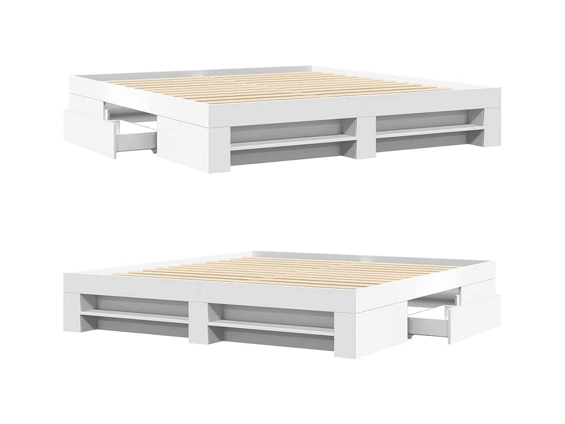 Cadre de lit sans matelas blanc 180x200 cm bois d'ingénierie