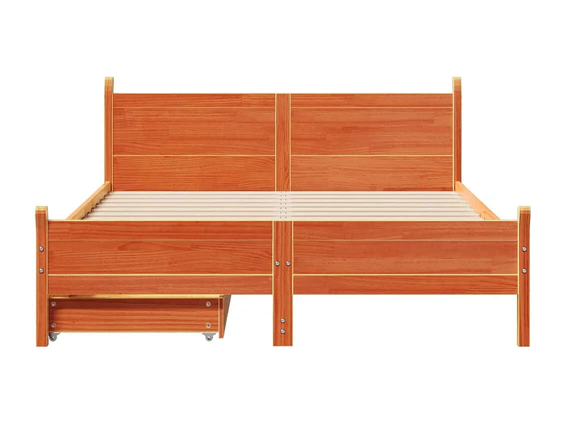 Letto senza Materasso Marrone Cera 135x190 cm in Legno di Pino