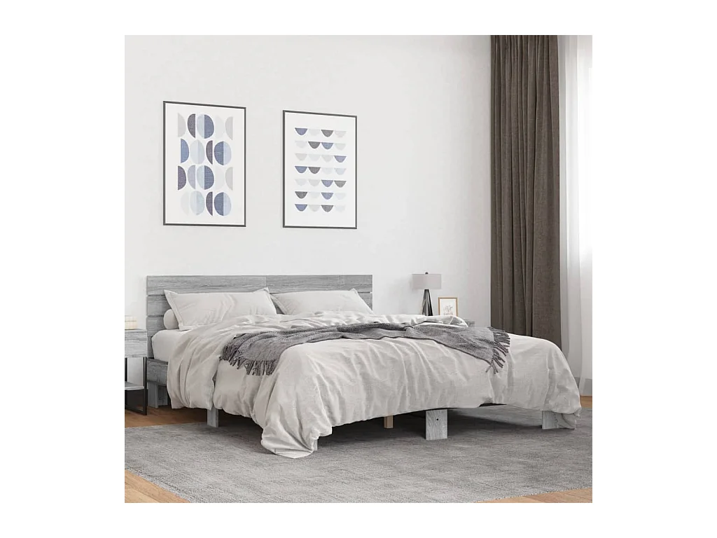Cadre de lit sans matelas sonoma gris 160x200 cm