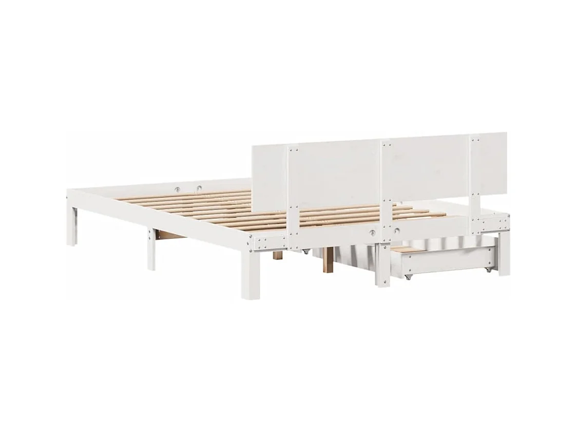 Cadre de lit avec tiroirs sans matelas blanc 120x200 cm