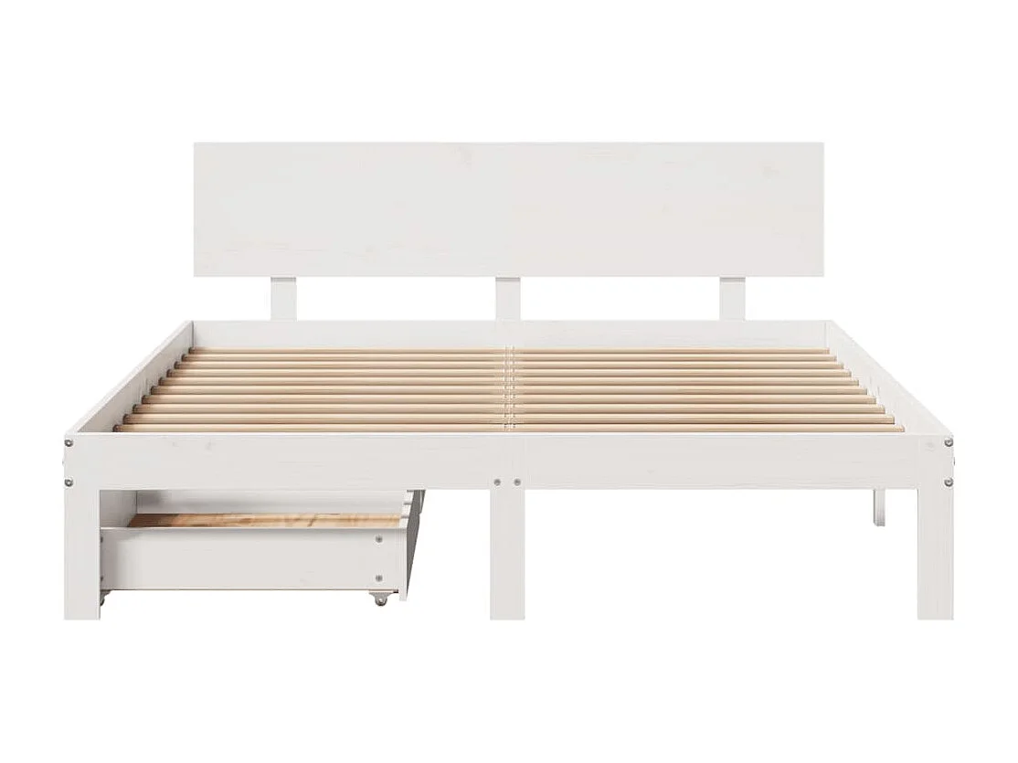 Cadre de lit avec tiroirs sans matelas blanc 120x200 cm