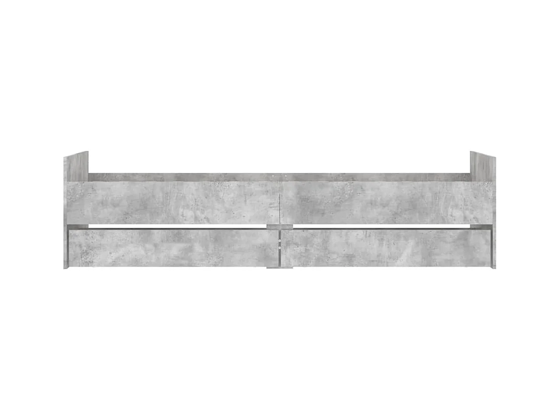 Cadre de lit avec tiroirs sans matelas gris béton 90x190 cm