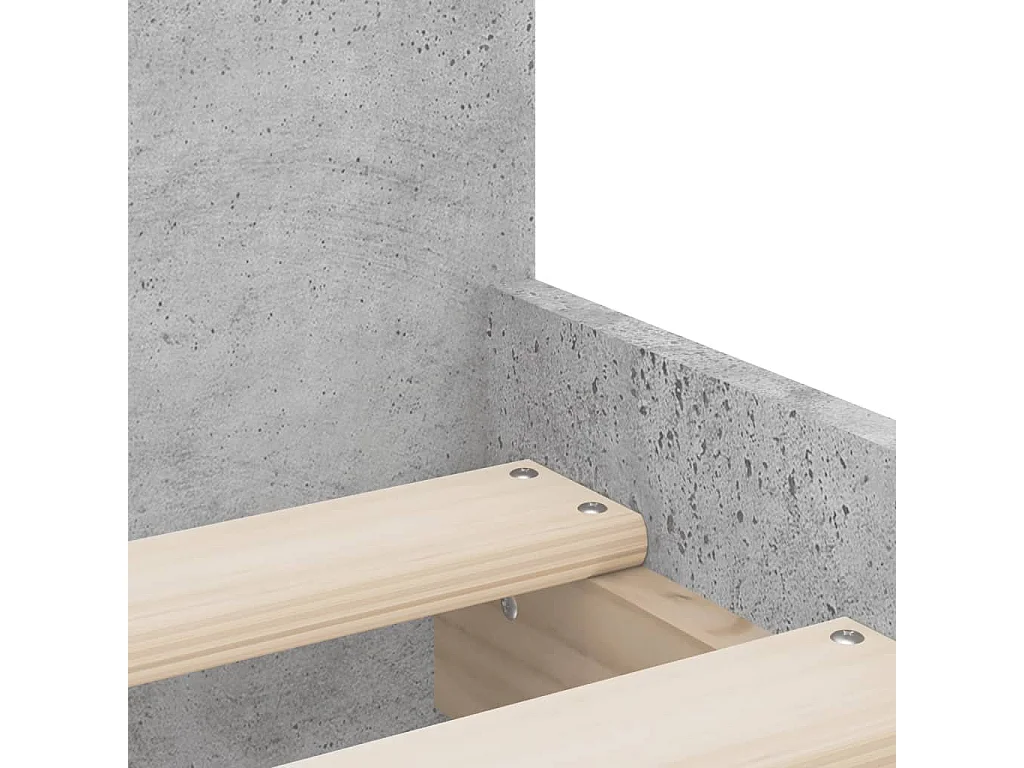 Cadre de lit avec tiroirs sans matelas gris béton 90x190 cm
