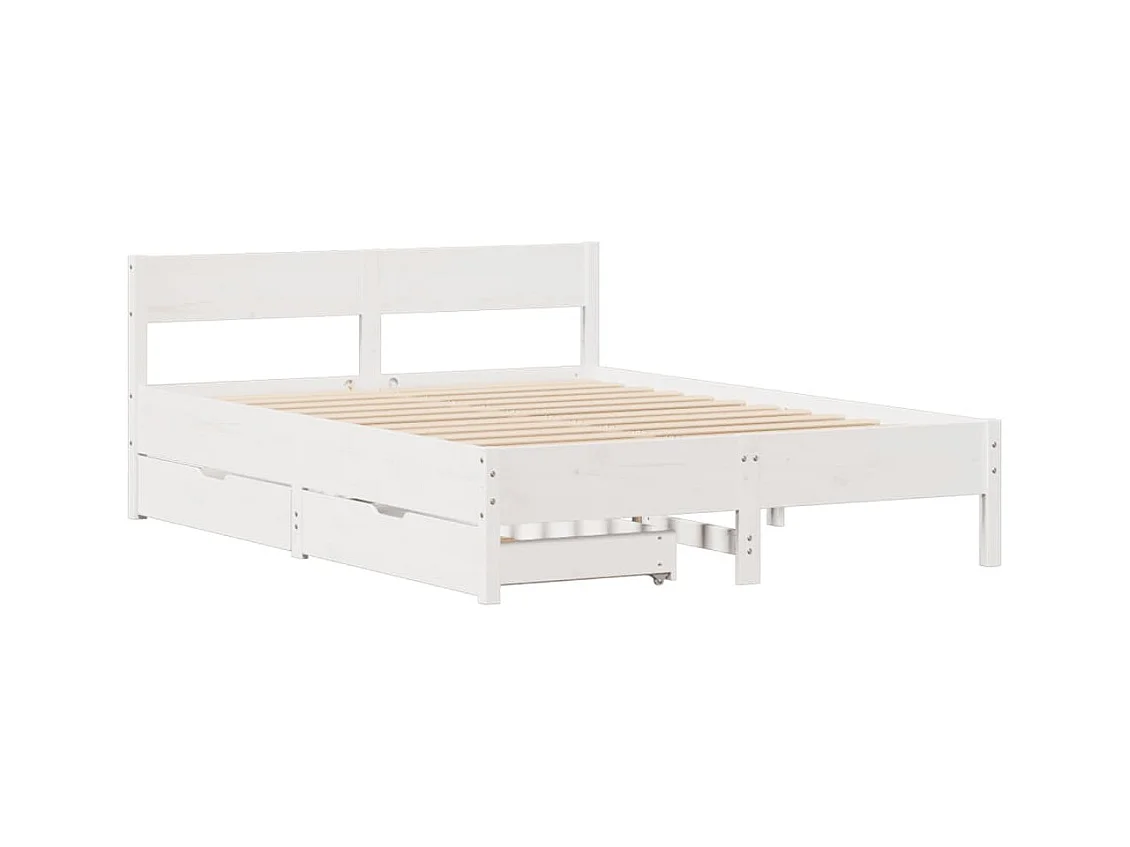 Bedframe zonder matras massief grenenhout wit 140x200 cm