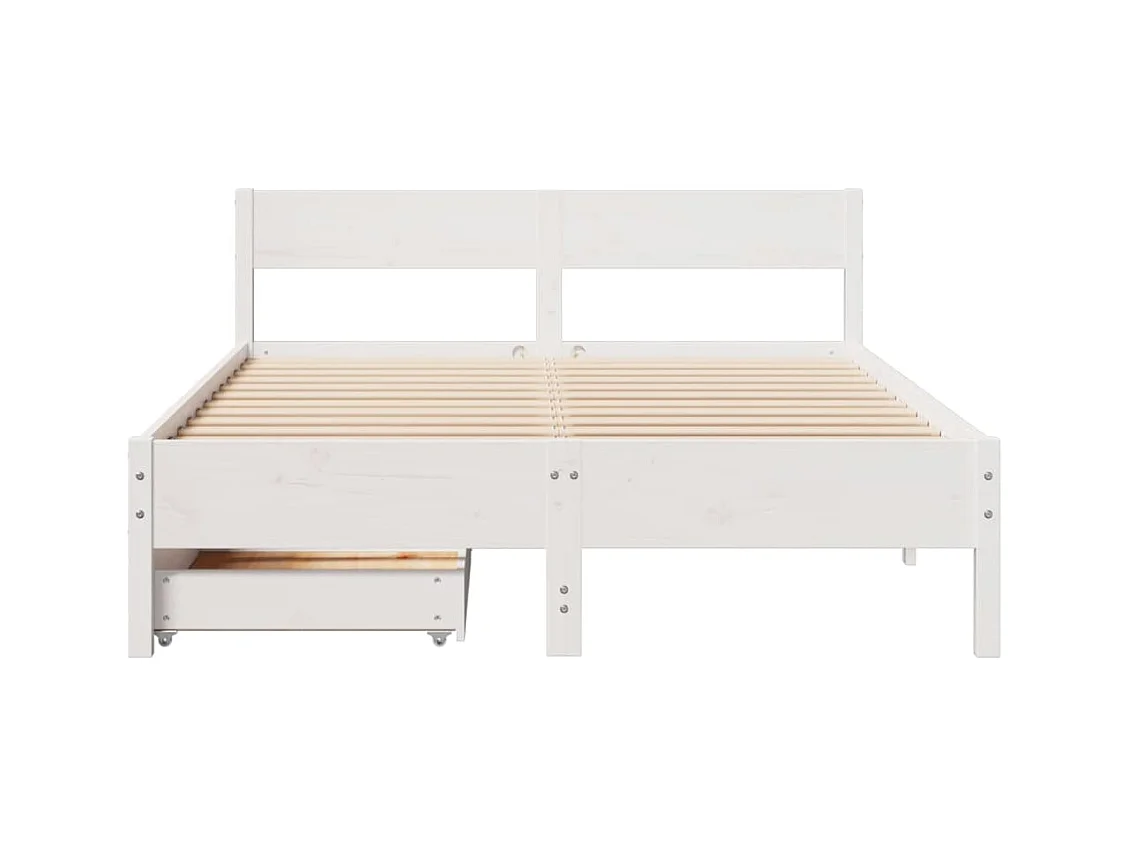 Bedframe zonder matras massief grenenhout wit 140x200 cm