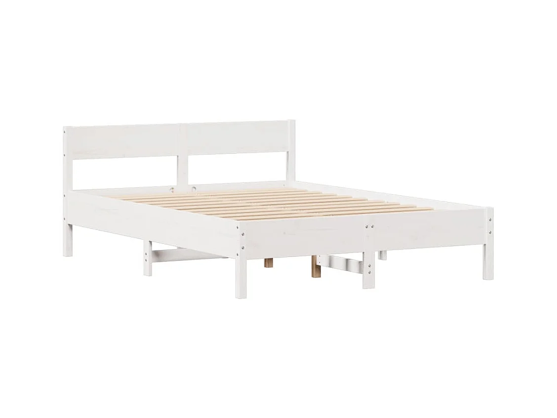 Bedframe zonder matras massief grenenhout wit 140x200 cm