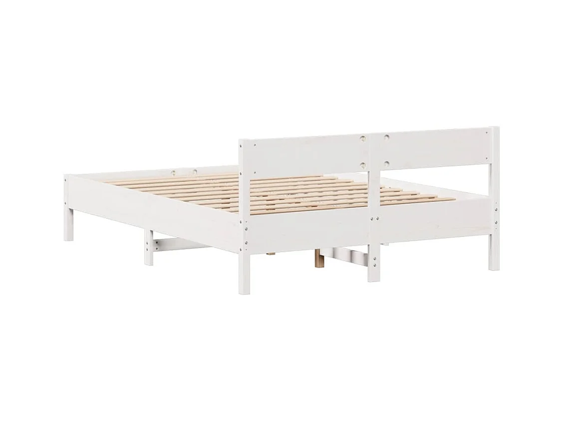 Bedframe zonder matras massief grenenhout wit 140x200 cm