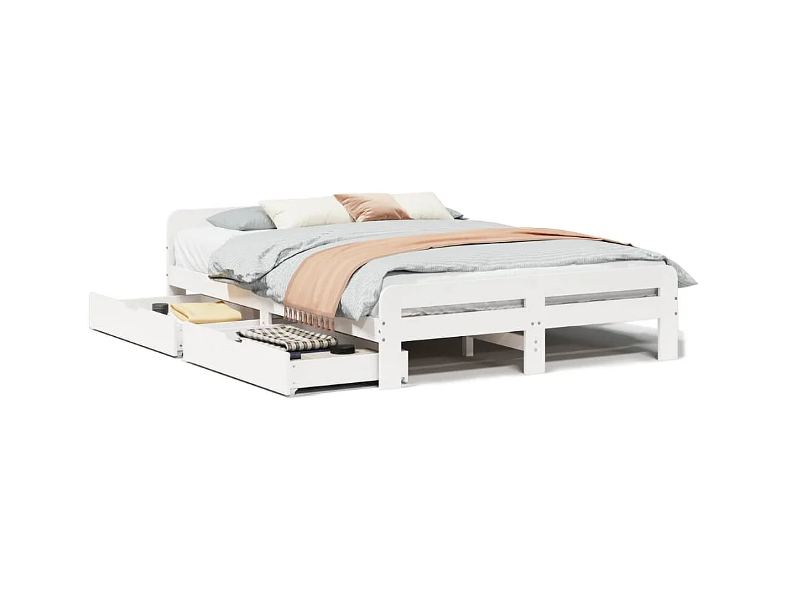 Cadre de lit sans matelas blanc 160x200 cm bois de pin massif