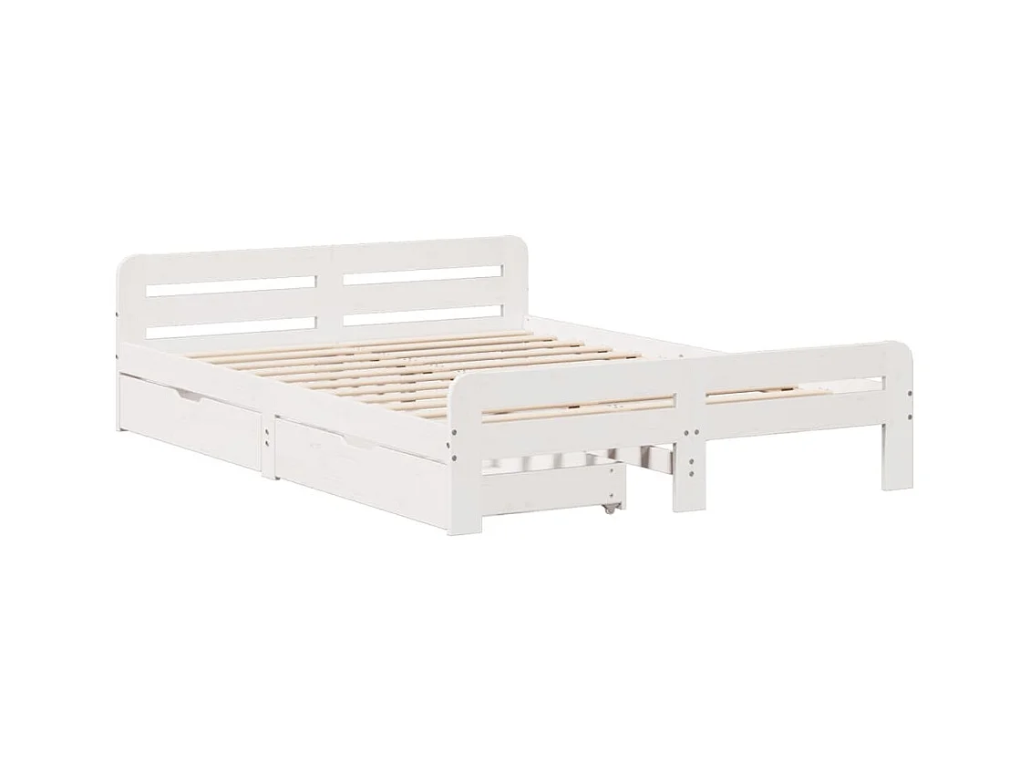 Cadre de lit sans matelas blanc 160x200 cm bois de pin massif