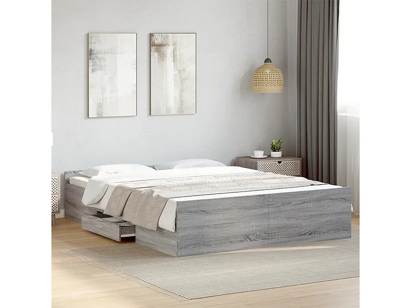 Giroletto Cassetti Grigio Sonoma 160x200 cm Legno Multistrato