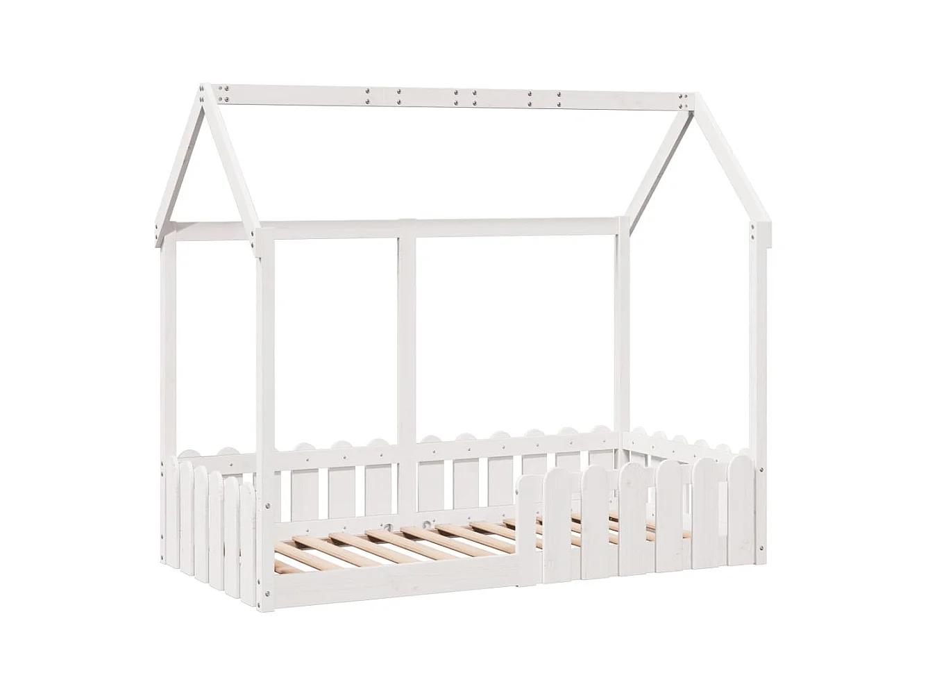 Kinderbett Hausbett Weiß 80x160 cm Massivholz Kiefer