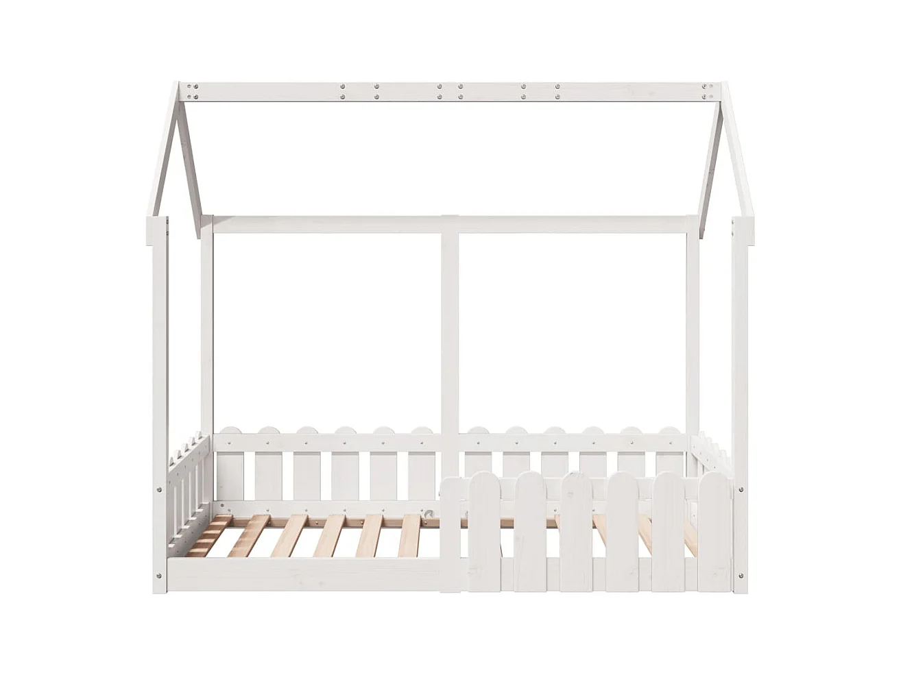 Kinderbett Hausbett Weiß 80x160 cm Massivholz Kiefer