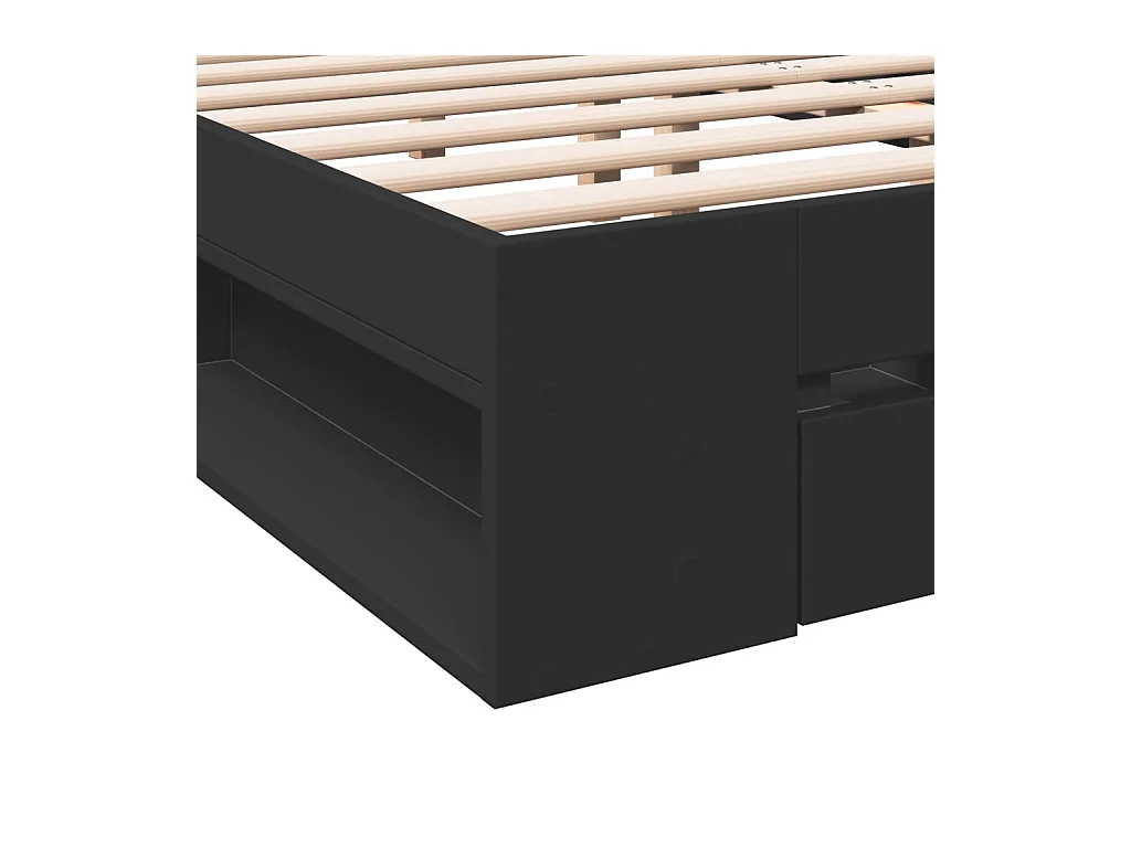 Cadre de lit avec tiroirs sans matelas noir 180x200 cm
