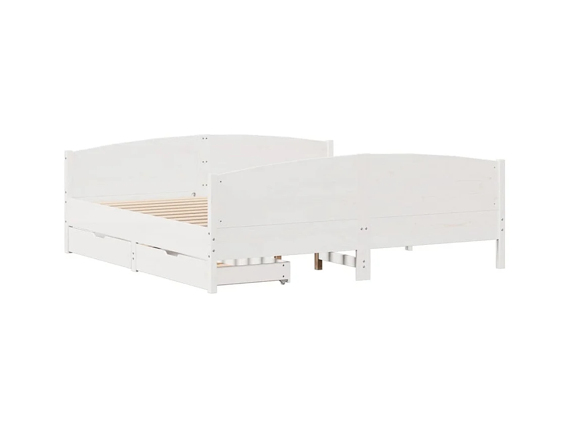 Cadre de lit sans matelas blanc 200x200 cm bois massif de pin