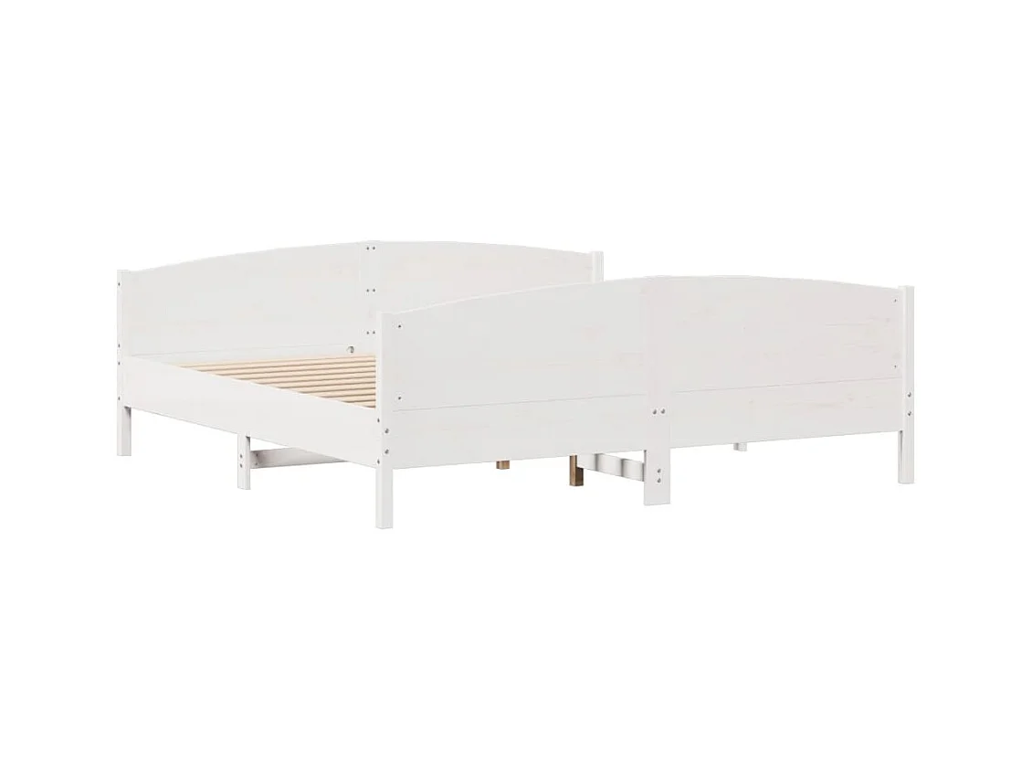 Cadre de lit sans matelas blanc 200x200 cm bois massif de pin