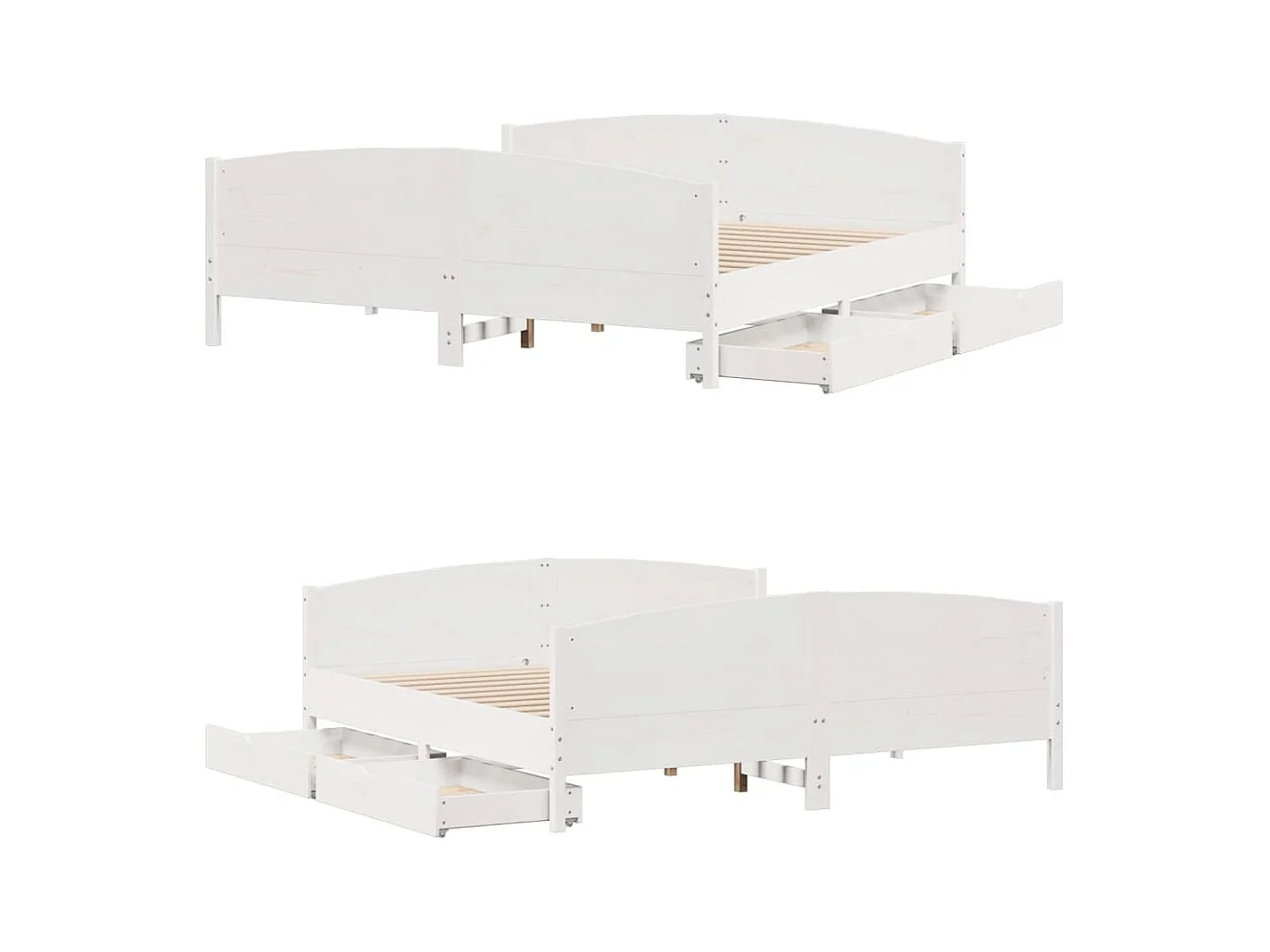 Cadre de lit sans matelas blanc 200x200 cm bois massif de pin