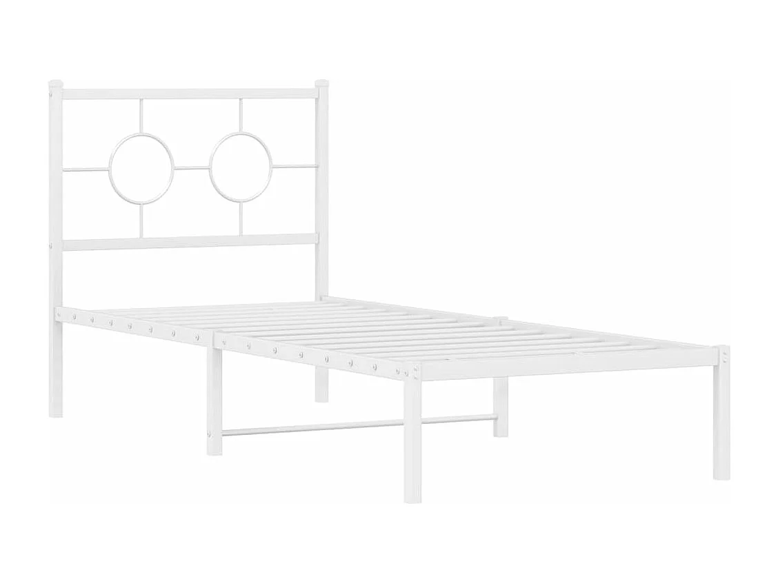 Cadre de lit métal sans matelas avec tête de lit blanc 75x190cm