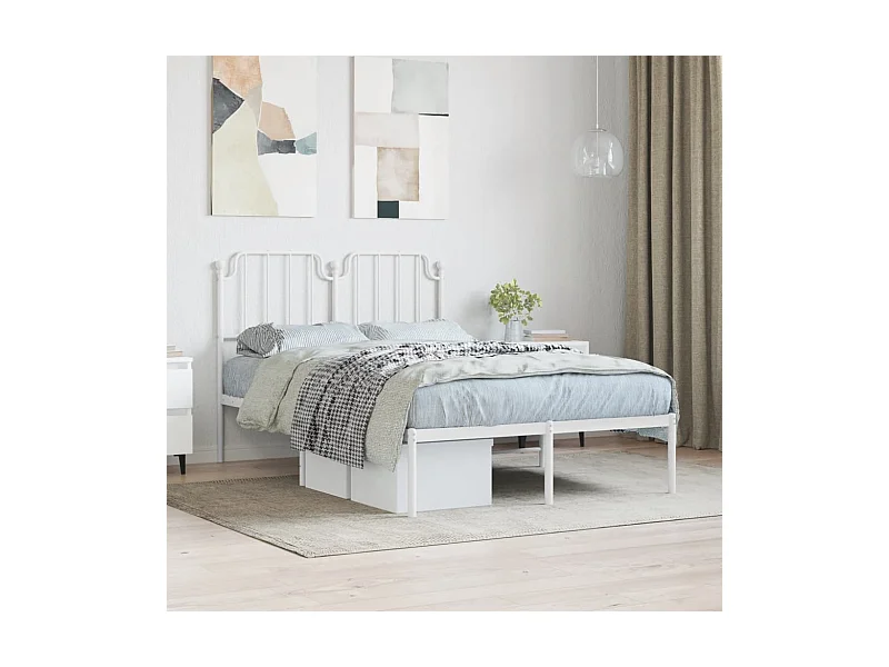 Bedframe met hoofdbord metaal wit 120x190 cm