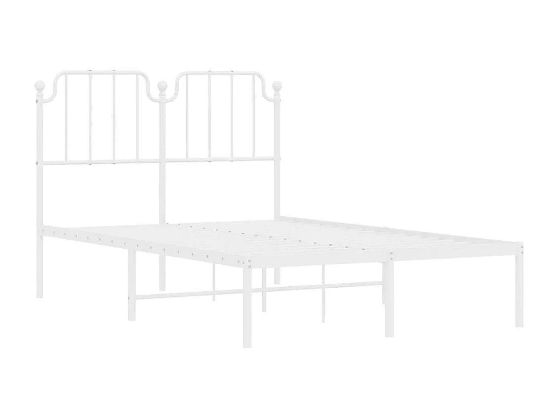 Cadre de lit métal sans matelas et tête de lit blanc 120x190 cm