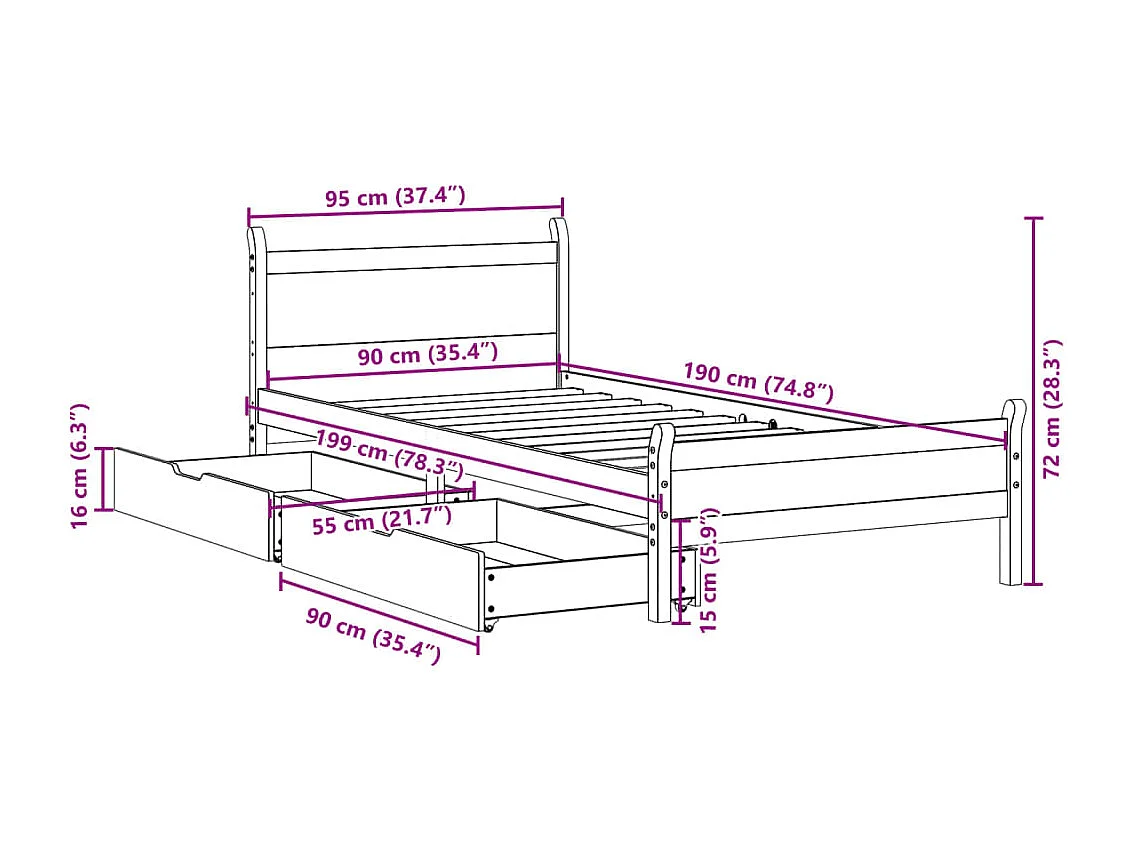 Cadre de lit sans matelas gris clair 100x200 cm tissu