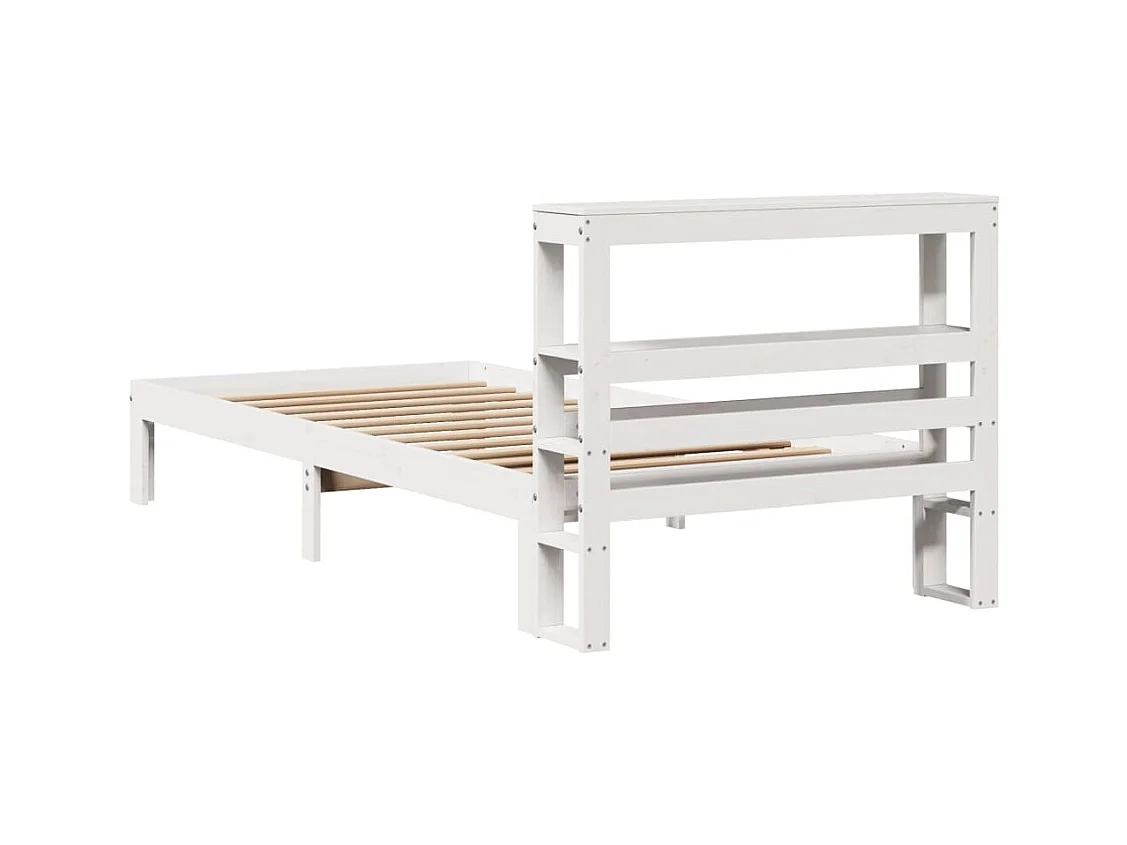 Cadre de lit avec tête de lit sans matelas blanc 75x190 cm