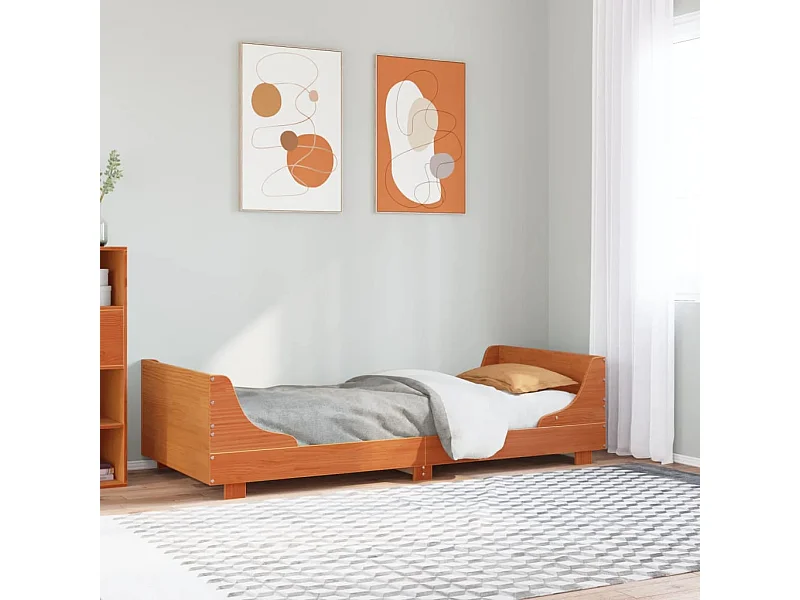 Cadre de lit sans matelas cire marron 100x200cm bois pin massif