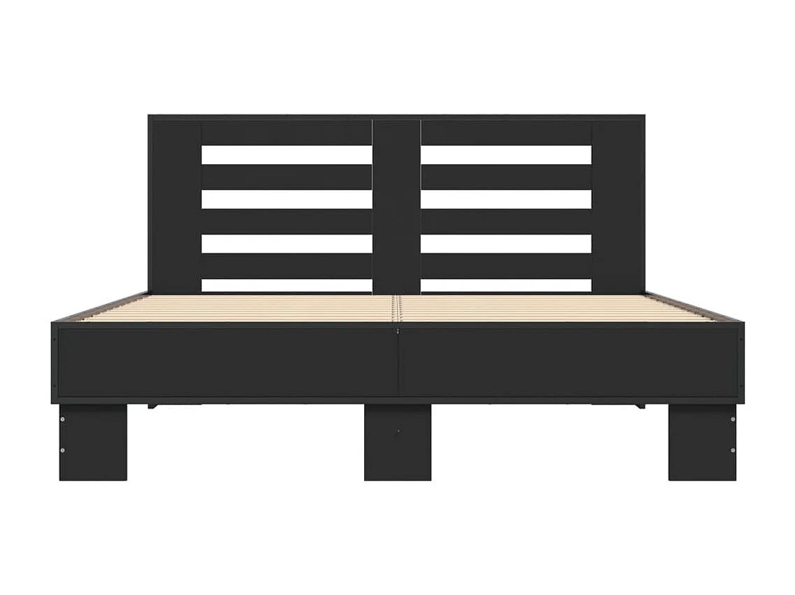 Bettgestell Schwarz 135x190 cm Holzwerkstoff und Metall