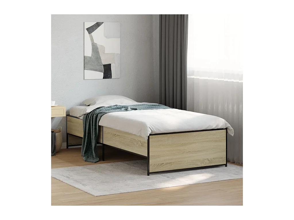 Giroletto Rovere Sonoma 90x200 cm Legno Multistrato e Metallo