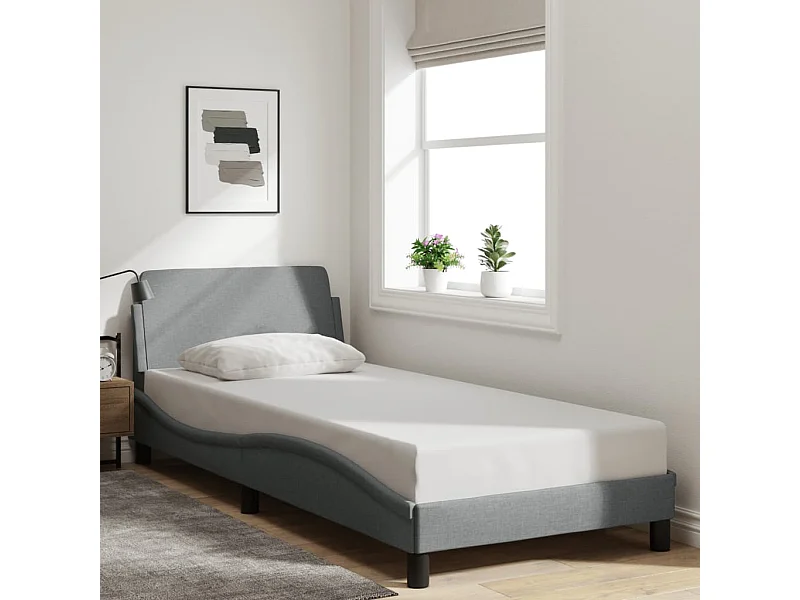 Cadre de lit sans matelas gris clair 80x200 cm tissu