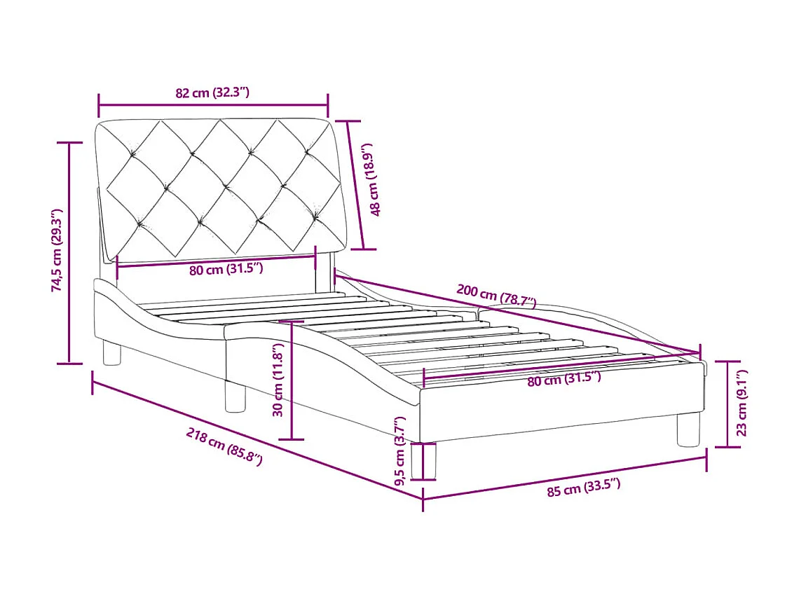 Cadre de lit sans matelas sonoma gris 90x190 cm
