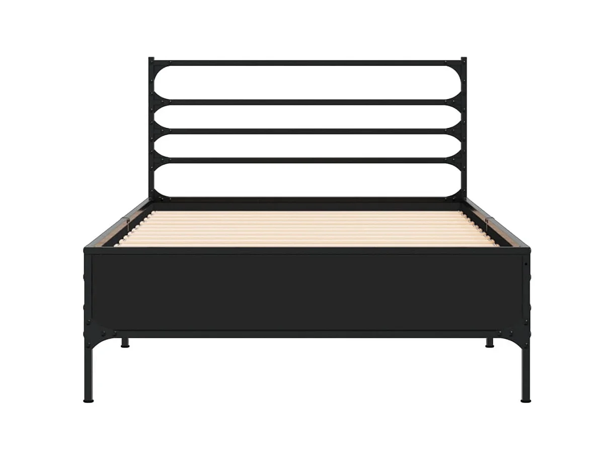 Cadre de lit sans matelas noir 75x190 cm