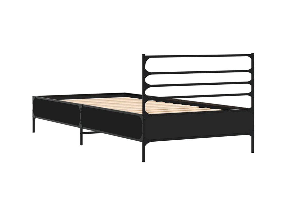 Cadre de lit sans matelas noir 75x190 cm