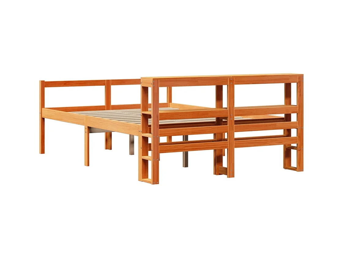 Giroletto con Testiera Marrone Cera 160x200 cm Massello Pino