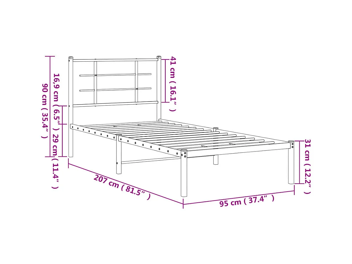 Cadre de lit sans matelas 90x200 cm bois de pin massif