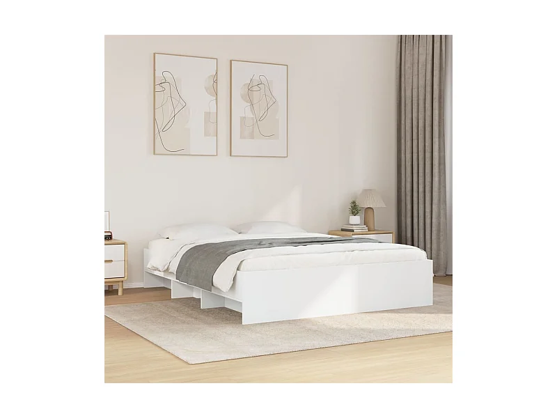 Cadre de lit sans matelas blanc 160x200 cm bois d'ingénierie