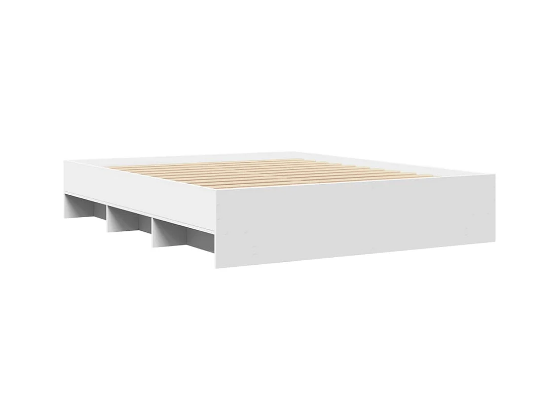 Cadre de lit sans matelas blanc 160x200 cm bois d'ingénierie