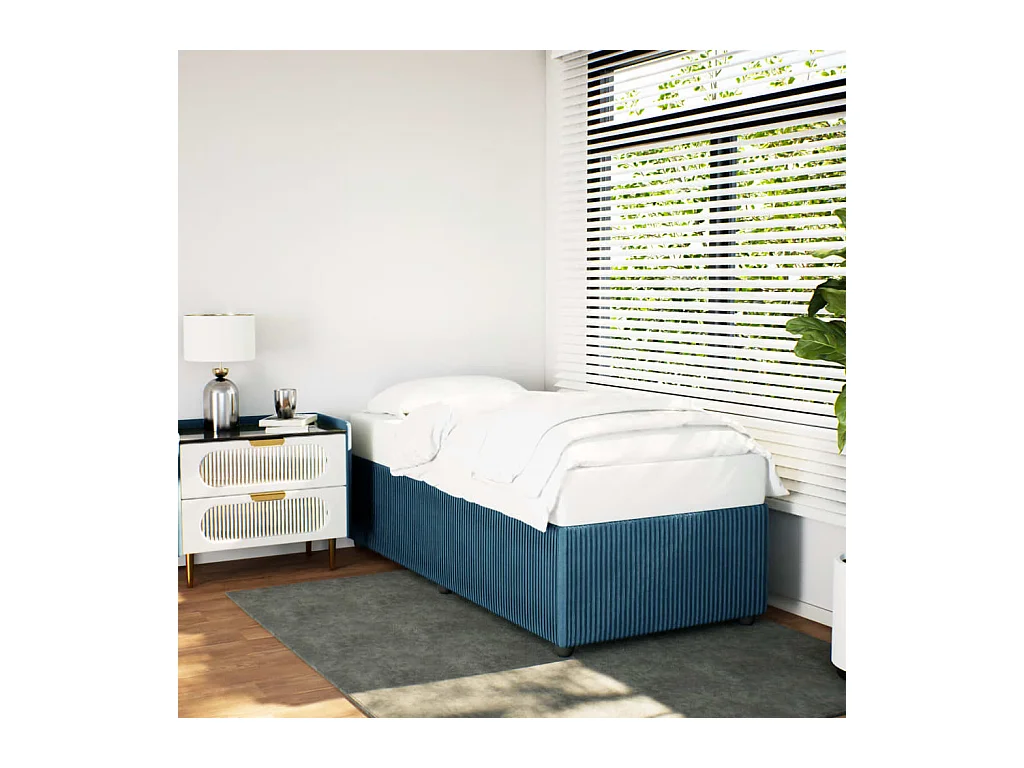 Cadre de lit sans matelas bleu 90x200 cm velours