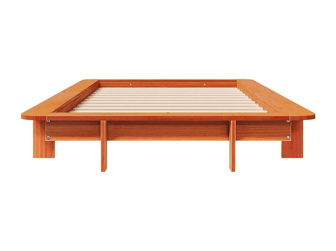 Bedframe zonder matras massief grenenhout wasbruin 90x190 cm