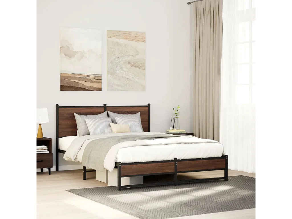 Giroletto senza Materasso in Metallo Rovere Marrone 140x200 cm