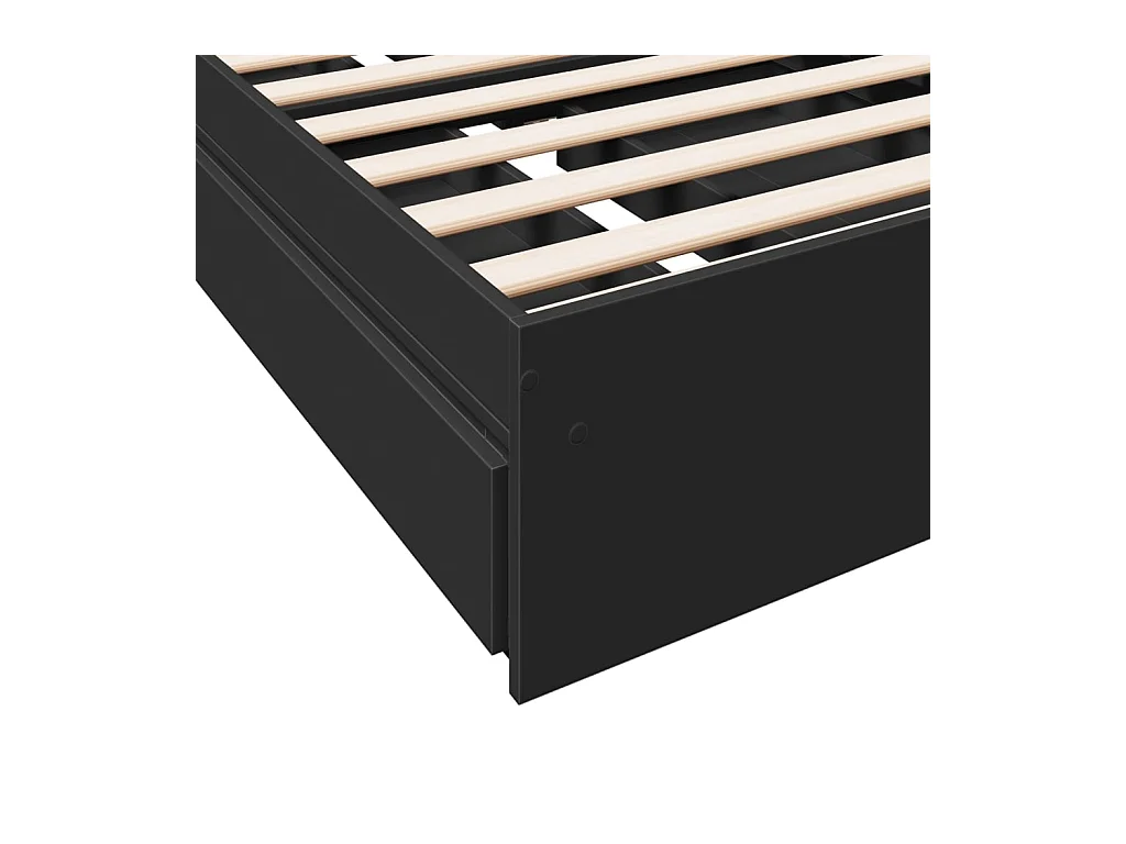 Cadre de lit avec tiroirs sans matelas noir 100x200 cm