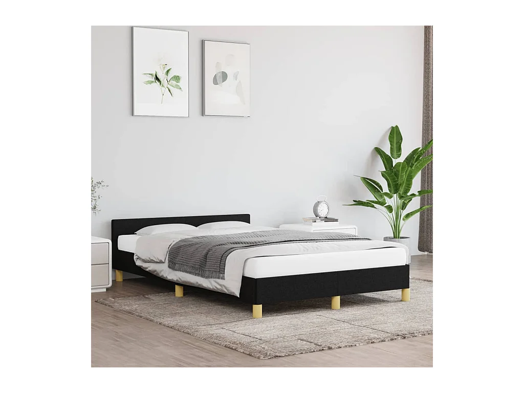 Cadre de lit sans matelas noir 120x190 cm tissu