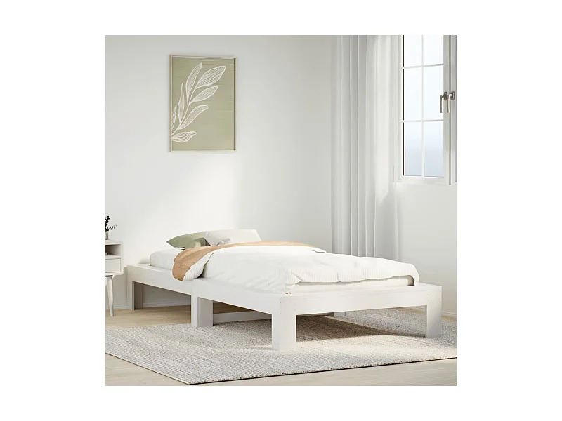Cadre de lit sans matelas blanc 90x190 cm bois de pin massif