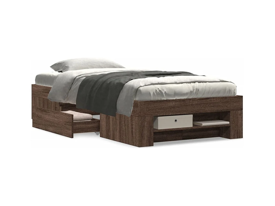 Cadre de lit sans matelas chêne marron 90x200cm bois ingénierie